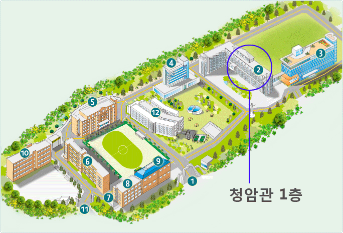 청암관 1층을 안내하는 지도입니다.