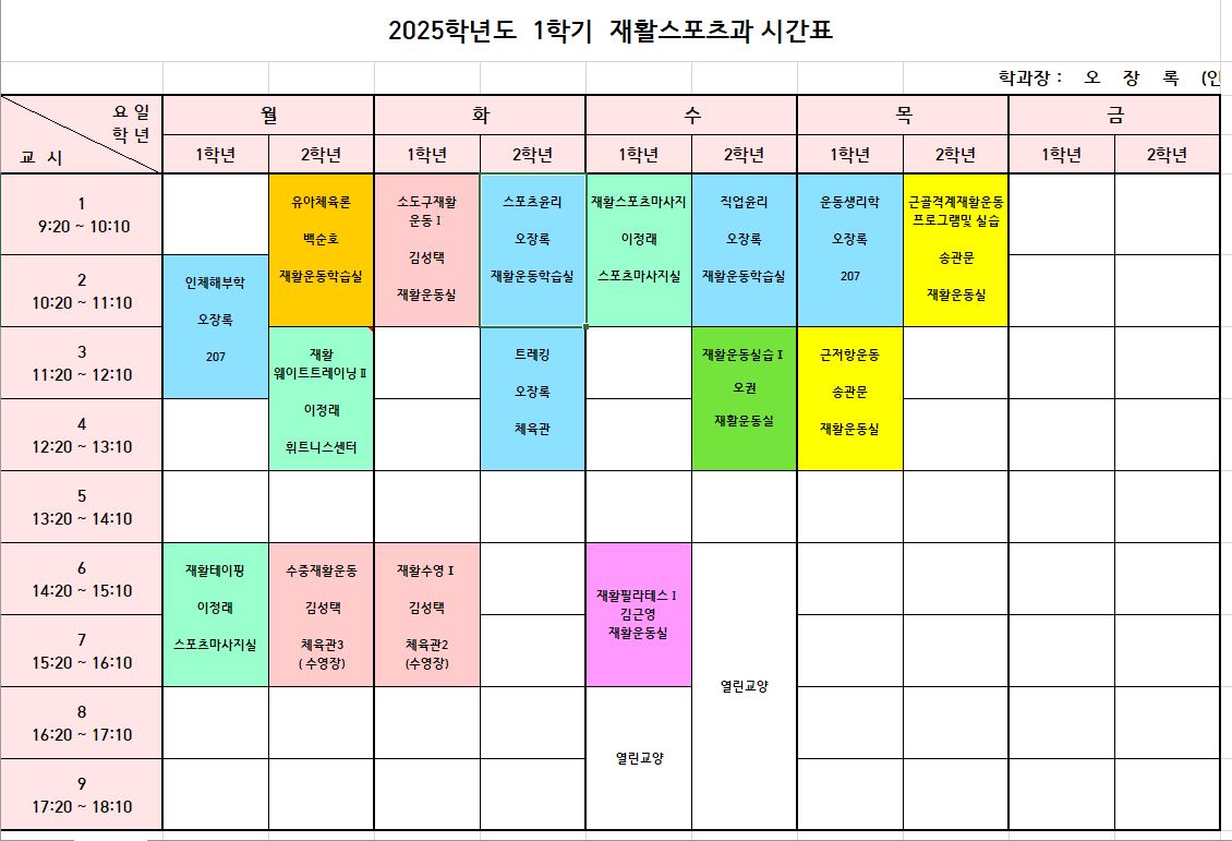 2025학년도 1학기 시간표