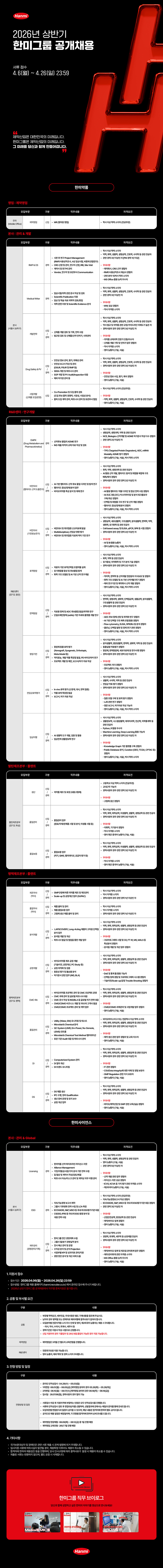 [한미그룹] 2026년 상반기 공개채용